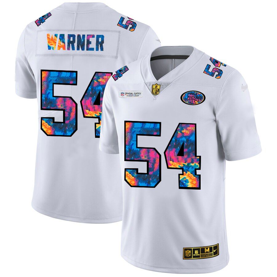 Men's San Francisco 49ers #54 Fred Warner 2020 White NFL Crucial Catch Limited Stitched Jersey